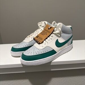 Nike White and Teal Men's Sneakers